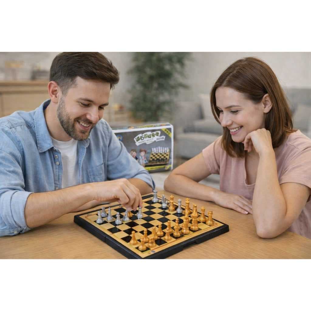 Jogo de Xadrez Magnético, xadrez pórtatil, xadrez bolsa, peças magneticas, xadrez infantil, jogo familia, jogo divertido