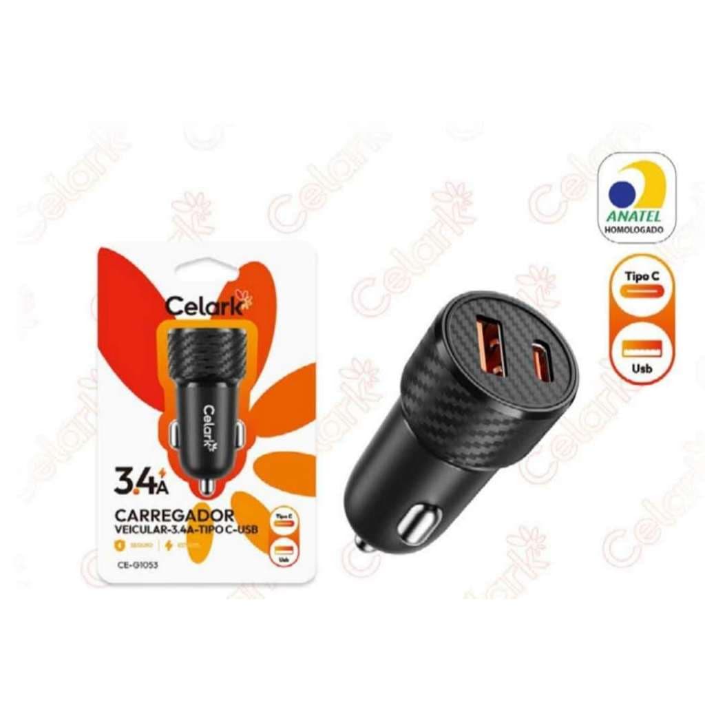 kit 10/6 CARREGADOR VEICULAR Saída USB/Tipo C