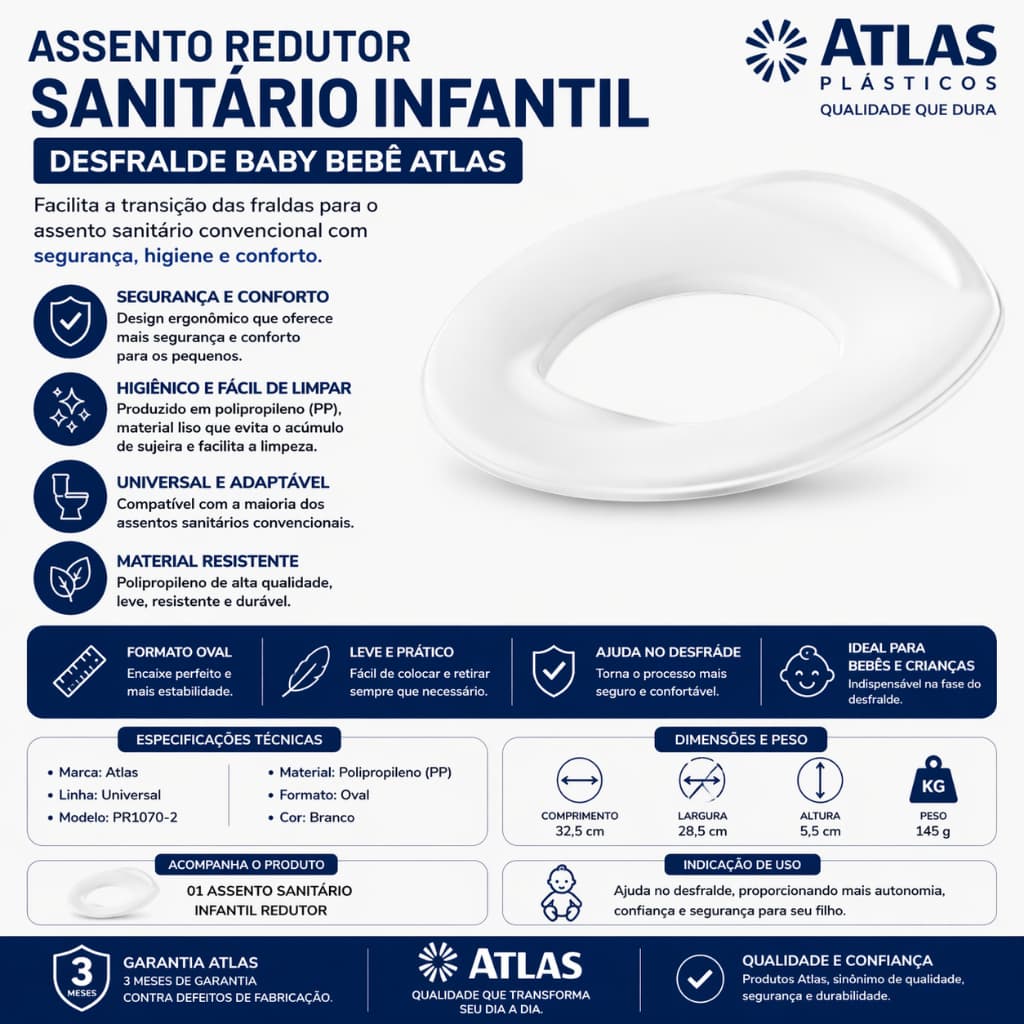 Assento Redutor Sanitário Infantil Desfralde Baby Bebê Atlas