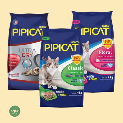 Areias Sanitárias Higiênicas Para Gatos Pipicat Controle de Odores Vários Tipos Classic, Floral, UltraDry