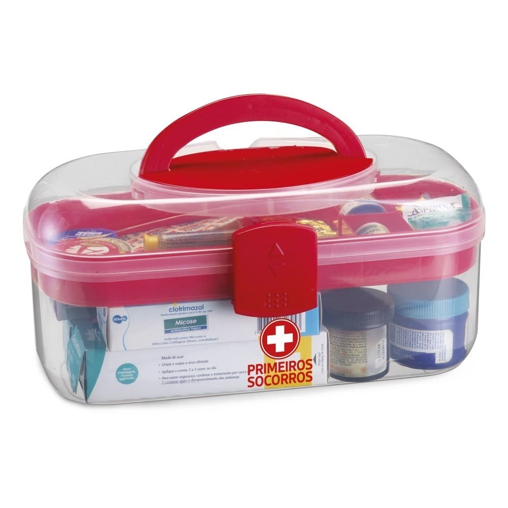 Maleta de Primeiros Socorros Transparente com Divisória - Caixa Kit Emergência Médica Resistente