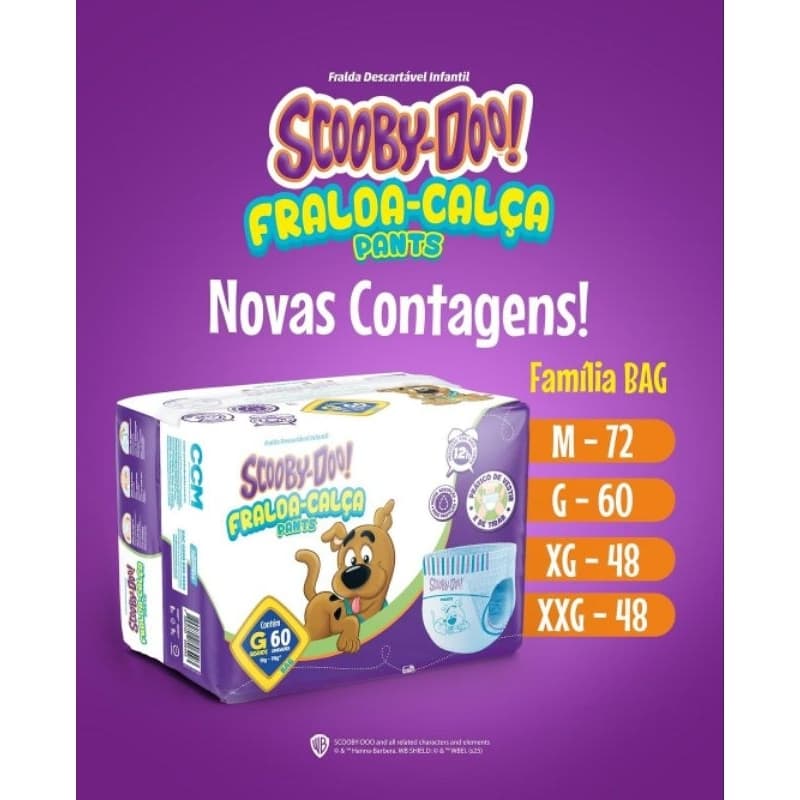 Fralda Calça Infantil Scooby-Doo Pants Ultra Seca  M G XG XXG Bag
