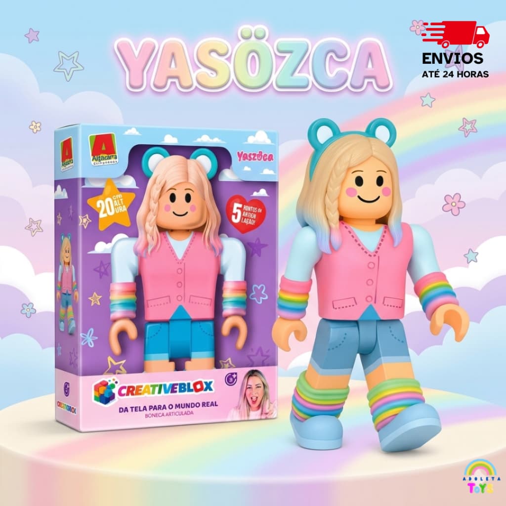 Boneca Yaszoca 20 cm Articulada Vinil Creativeblox Original Algazarra