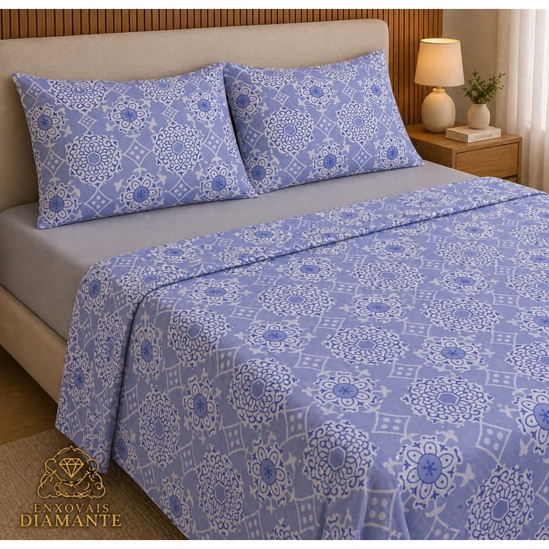 JOGO DE CAMA QUEEN & CASAL 600 FIOS MICRO-PERCAL DE 90 GRAMAS COM TOQUE DE ALGODÃO ULTRA SUAVE