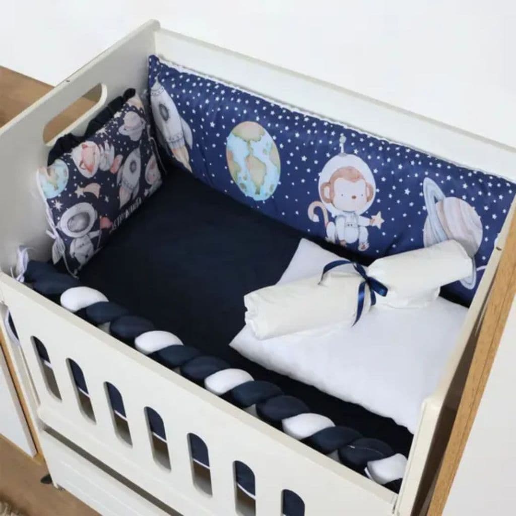Kit Mini Berço 10 Peças Completo + Protetor | Várias Estampas Disponíveis | Enxoval Bebê