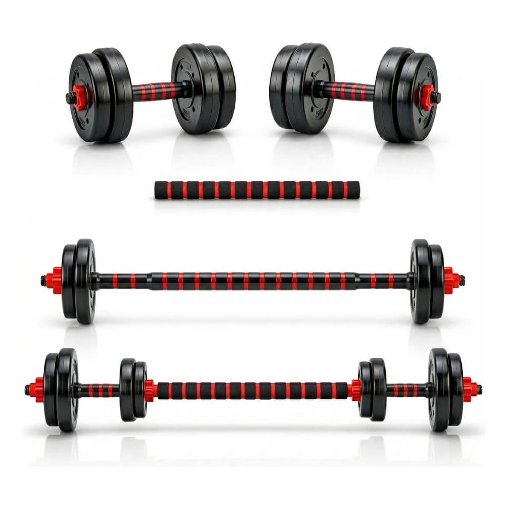 Kit Halteres Barra Anilhas Musculação Fitness Ajustável Academia Até 30kg