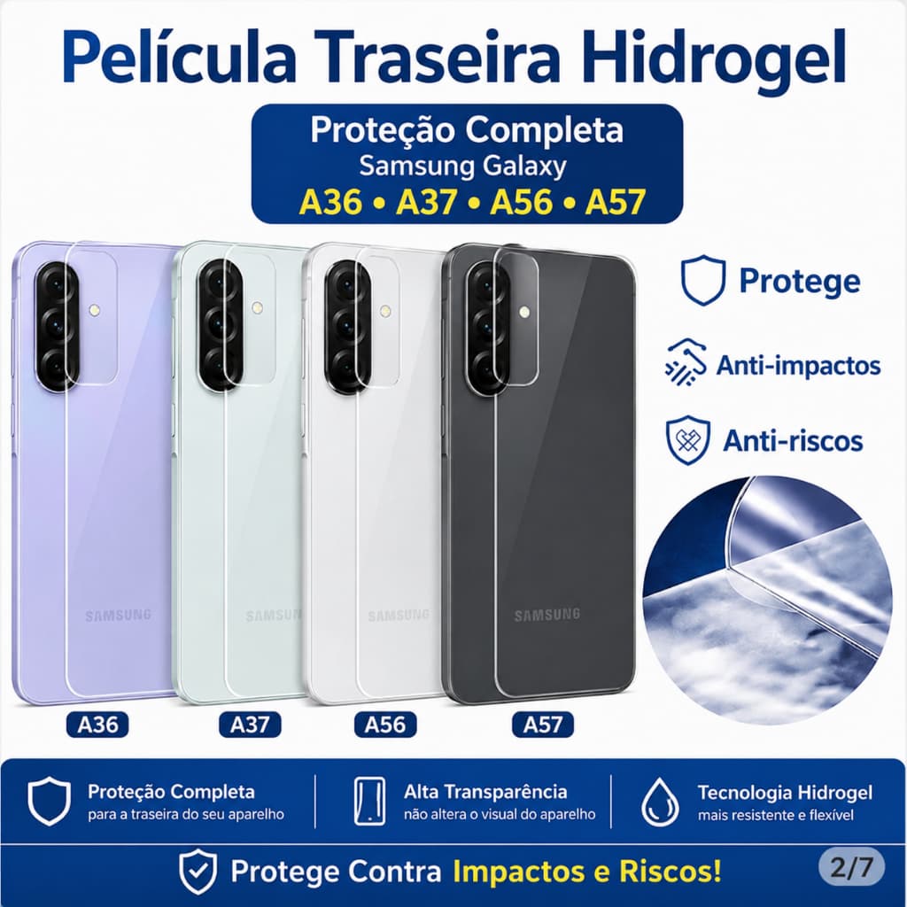Película de Hidrogel Traseira Samsung Galaxy A36 A37 A56 A57 - (Verso)