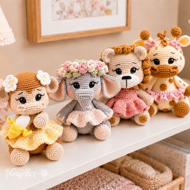 Safari Amigurumi Crochê Decoração Quarto Infantil Kit Bichinhos