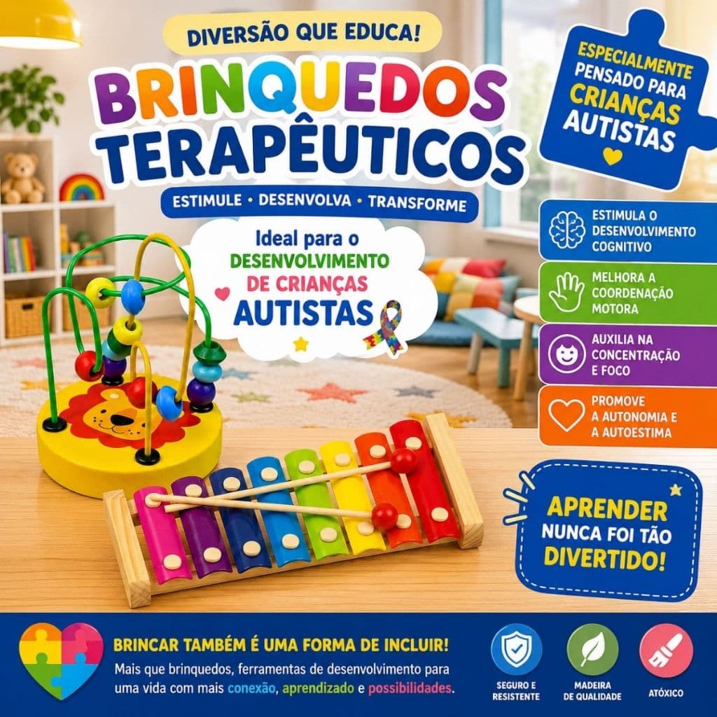 Kit Brinquedos Educativos MDF Infantil Xilofone Aramado Sensorial Autismo Brinquedos Terapêuticos
