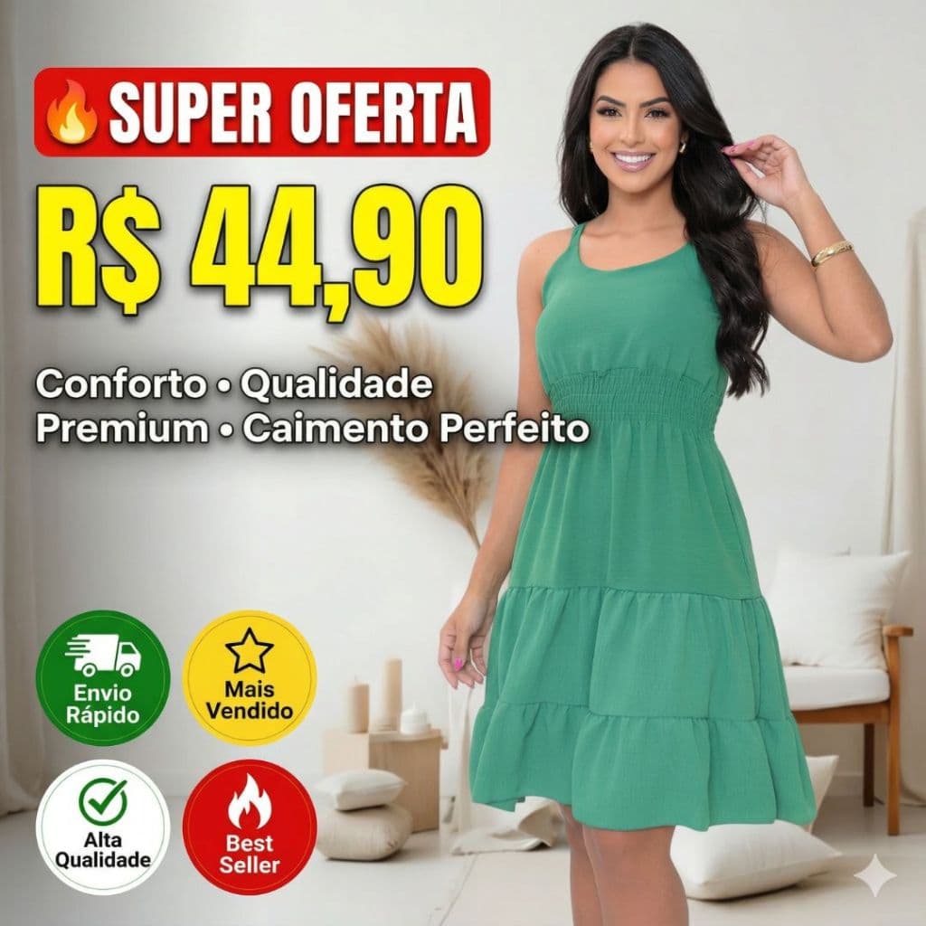 Vestido Curto Feminino de Alçinha com lastex Dia a Dia