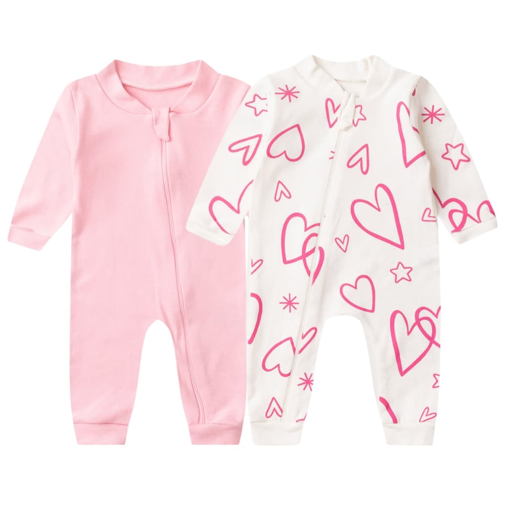 Kit 2 Macacão Bebê Sem Pé Zíper Frontal Liso e Estampado Menino e Menina Suedine Enxoval para Bebês