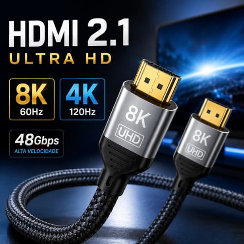 Cabo HDMI 2.1 8K 60Hz 4K 120Hz Ultra HD 48Gbps  Blindado Para PS5 Xbox Series X Monitor Gamer PC TV It-Blue