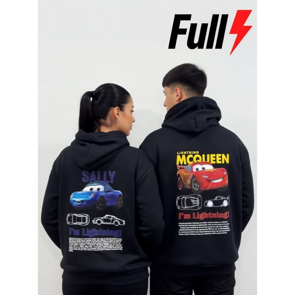 Kit Casal Blusa Casaco Moletom Canguru Com Capuz Carros Porsche Corvetter Mcqueen Sally Lançamento Envio Imediato