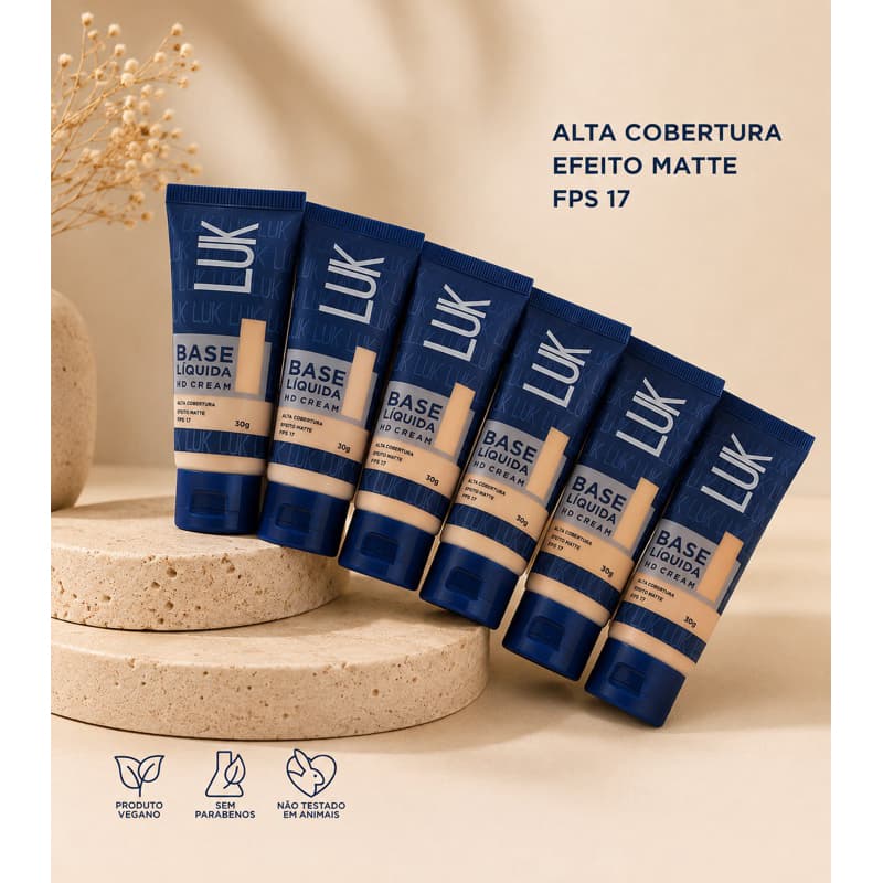 Base Líquida Luk HD Cream – Alta Cobertura FPS 17