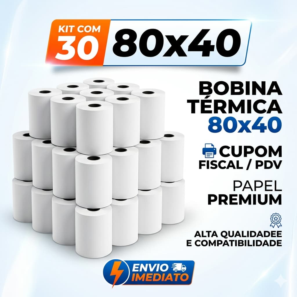 Bobina PDV / Térmica 80x40 Premium Branca Cupom Fiscal Impressora