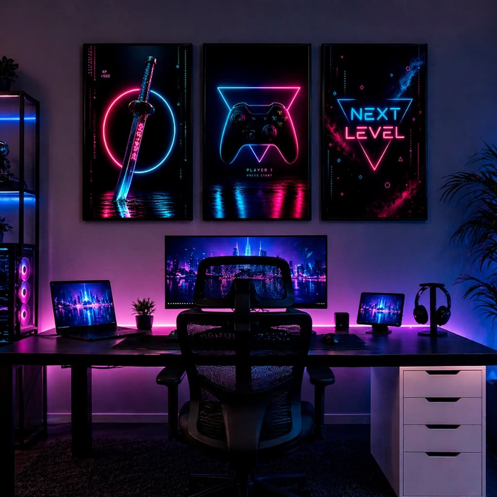 Quadro Decorativo Gamer Nerd Next Level Videogame Controle Quarto Hall
