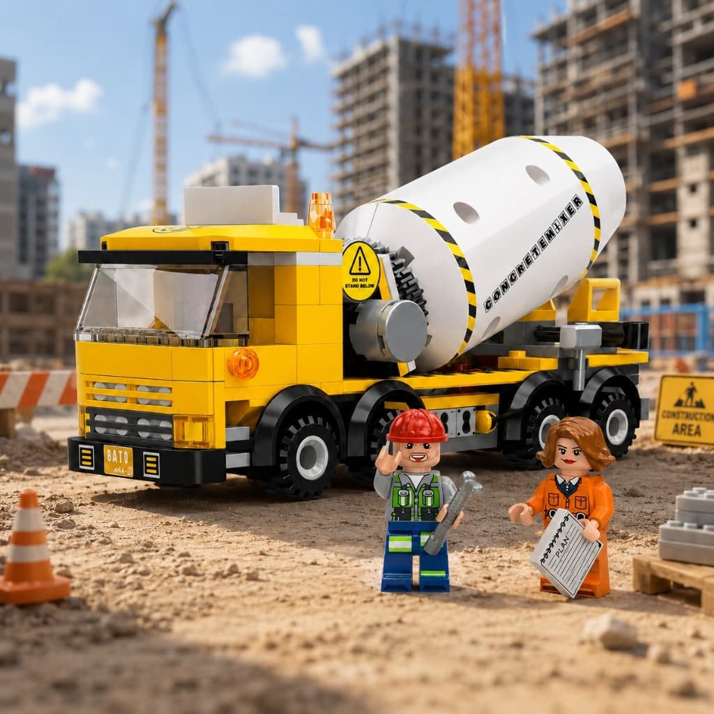 Carrinho Caminhão De Concreto Blocos De Montar Estilo Lego Trato Technic Construção Construtor