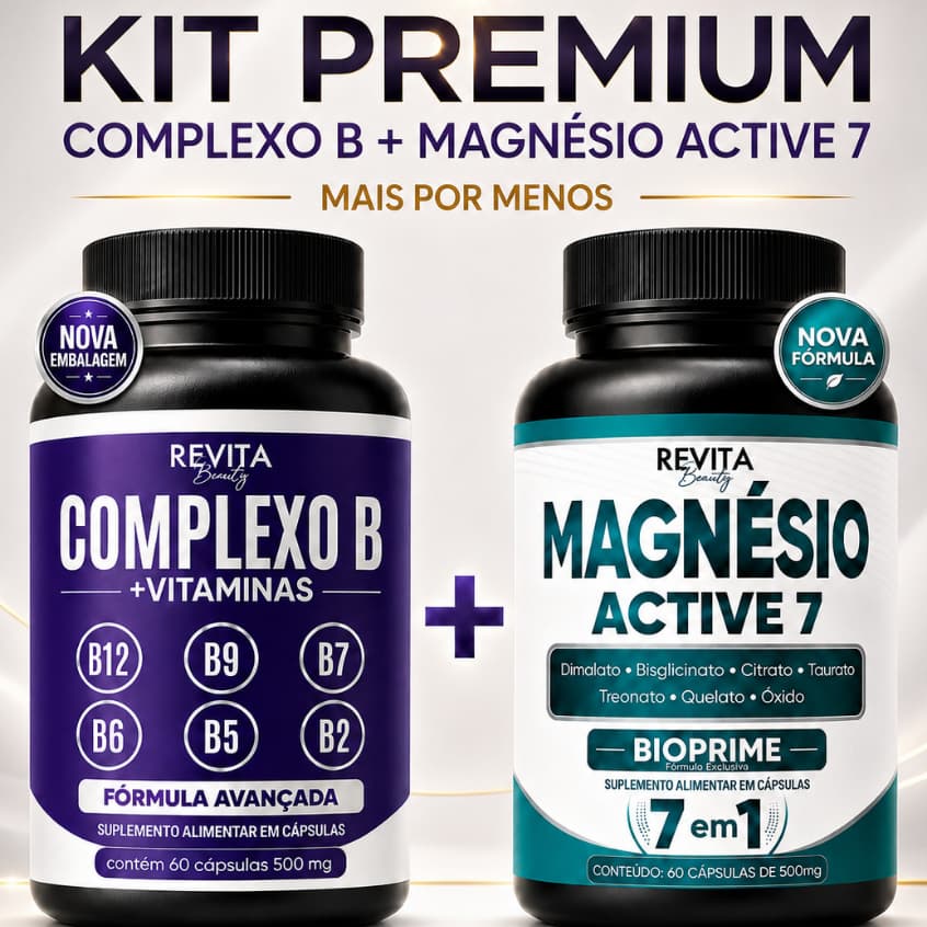 KIT COMPLEXO B + PRO MAGNÉSIO ACTIVE 7  FORMULA AVANÇADA 7 EM 1 - 120 CAPSULAS