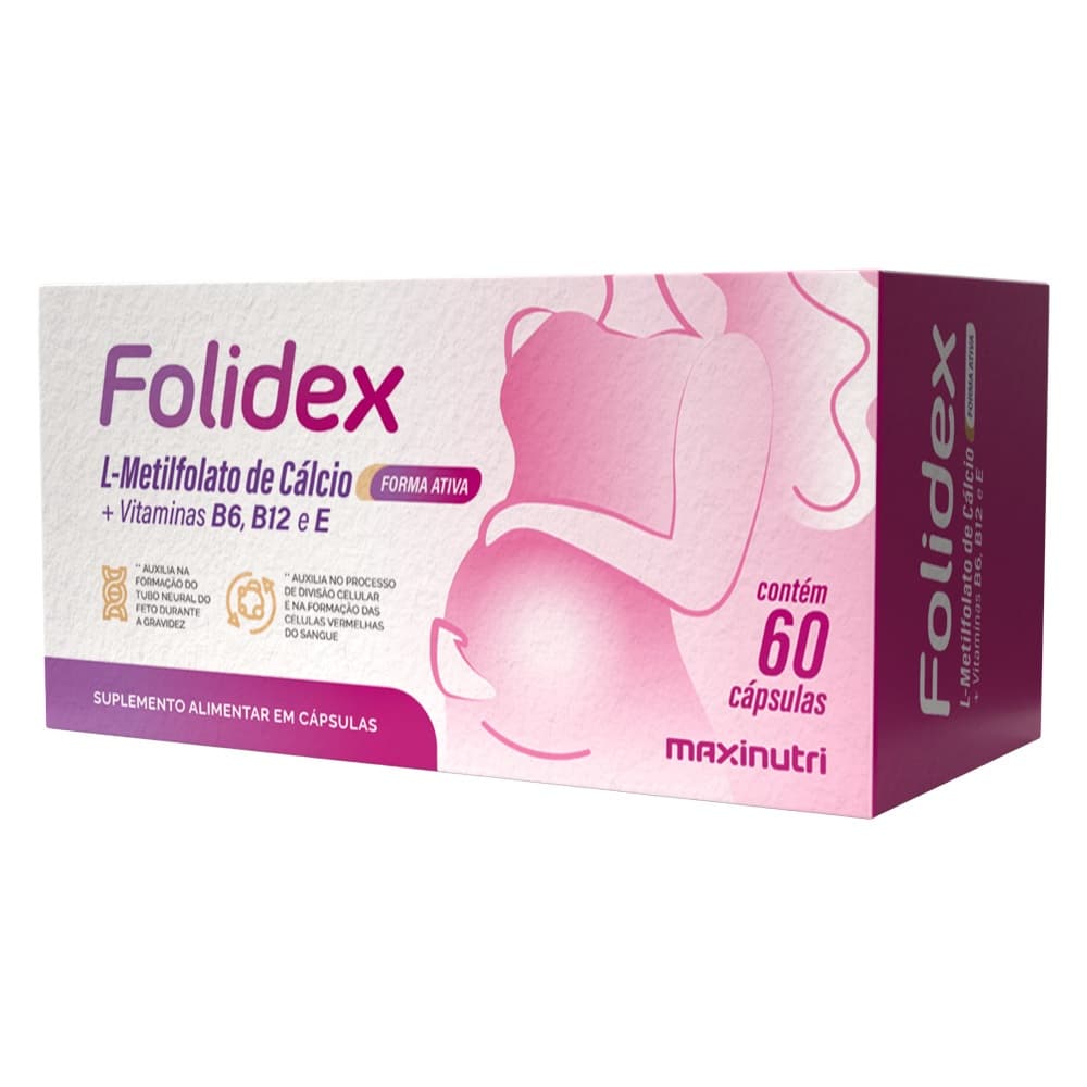 Folidex Metilfolato 420mcg + Vitaminas B6, B12 e Vitamina E 60 Cápsulas Maxinutri