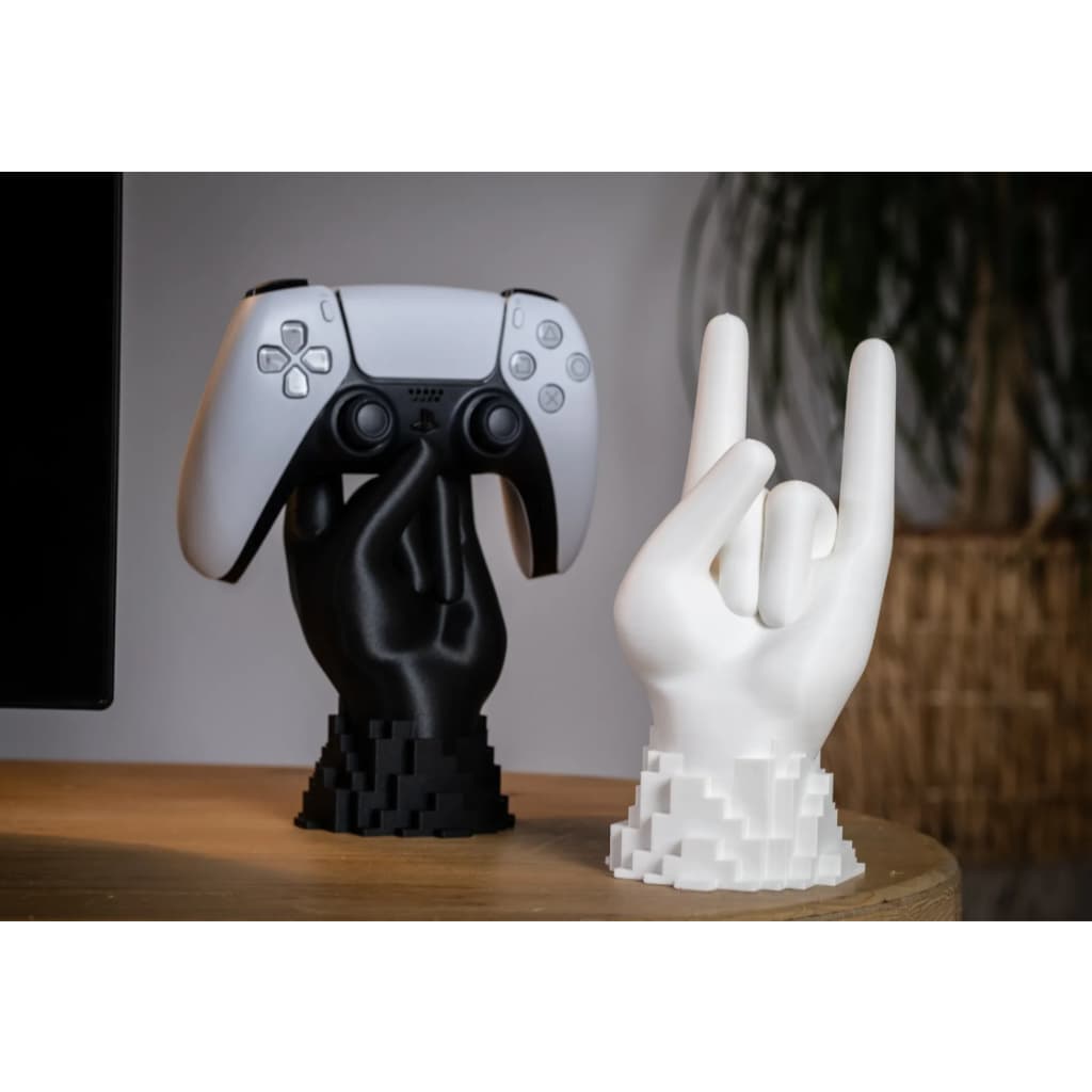 Suporte Controle Videogame Mão 3D PS5 Xbox Series X One Preto Branco