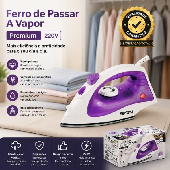 Ferro Passar A Vapor Potente Leve Facil Uso Rapido Aquecimento 220v