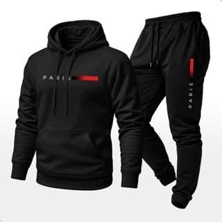 Conjunto Moletom Canguru Unissex Estampado Paris Calça e Blusa Frio