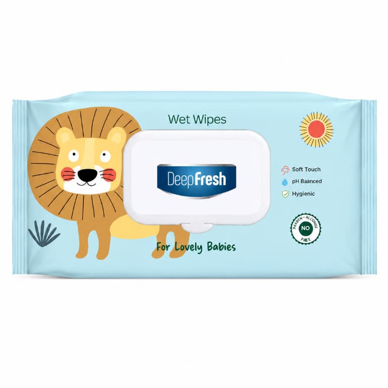 Lenços Umedecidos Infantil 72un Lion DeepFresh Antialérgico Macio Sem Álcool Parabenos pH Bebê