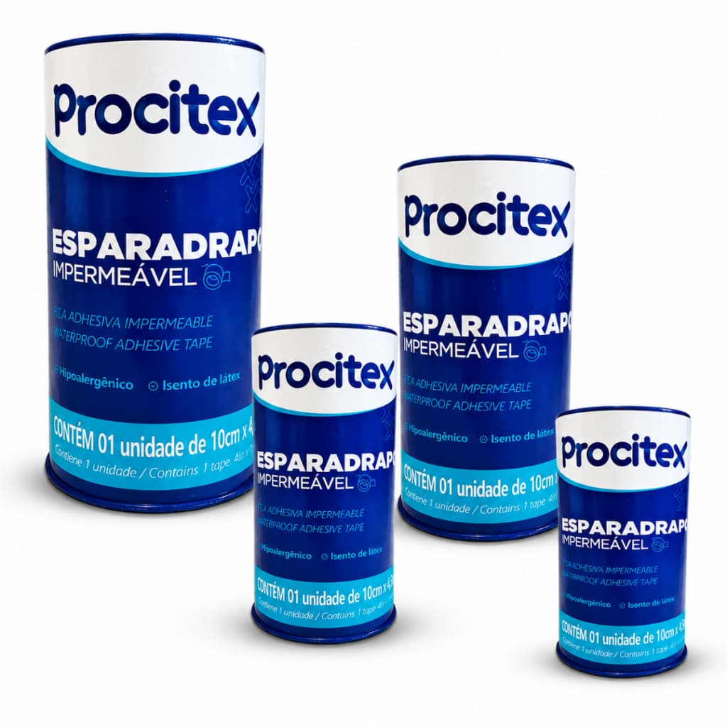 Kit 4 rolos Esparadrapo Procitex Cremer Branco Impermeável 10cm X 4,5m