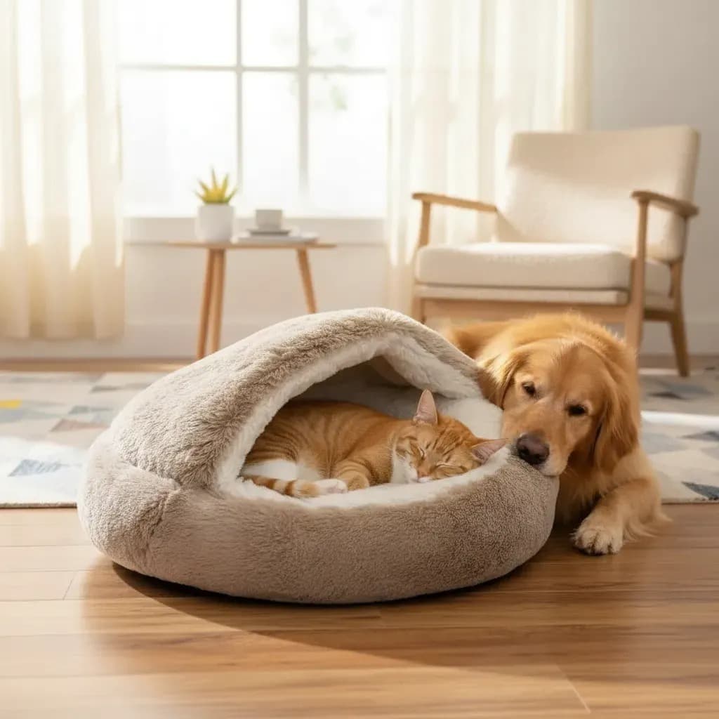 CAMA PET TOCA NUVEM COBERTA FECHADA CAMINHA COM COBERTURA PELUCIADA IGLU CASINHA CACHORROS E GATOS
