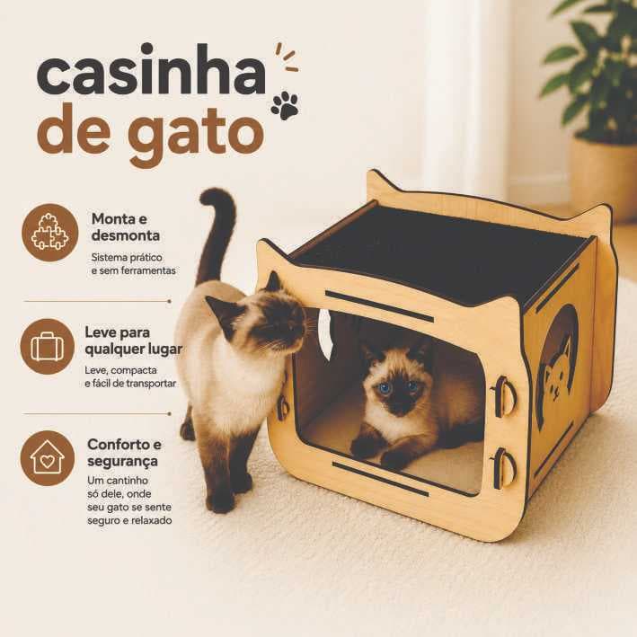 Casinha de Gato Caminha Pet Toca de Gato  Cama para Pet Desmontável Pet