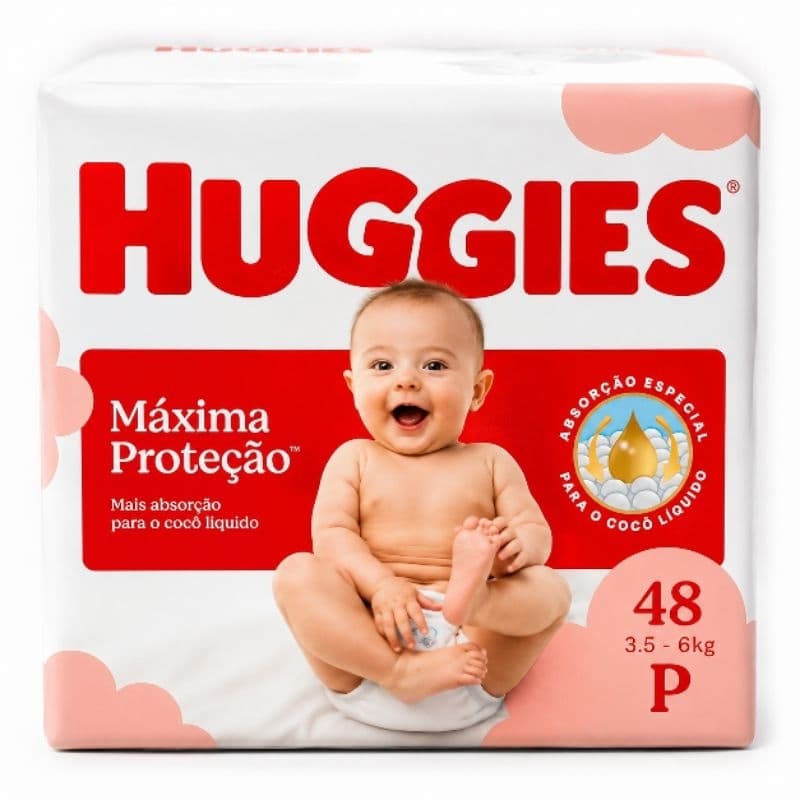 FRALDA HUGGIES MÁXIMA PROTEÇÃO MEGA P 48 UNIDADES