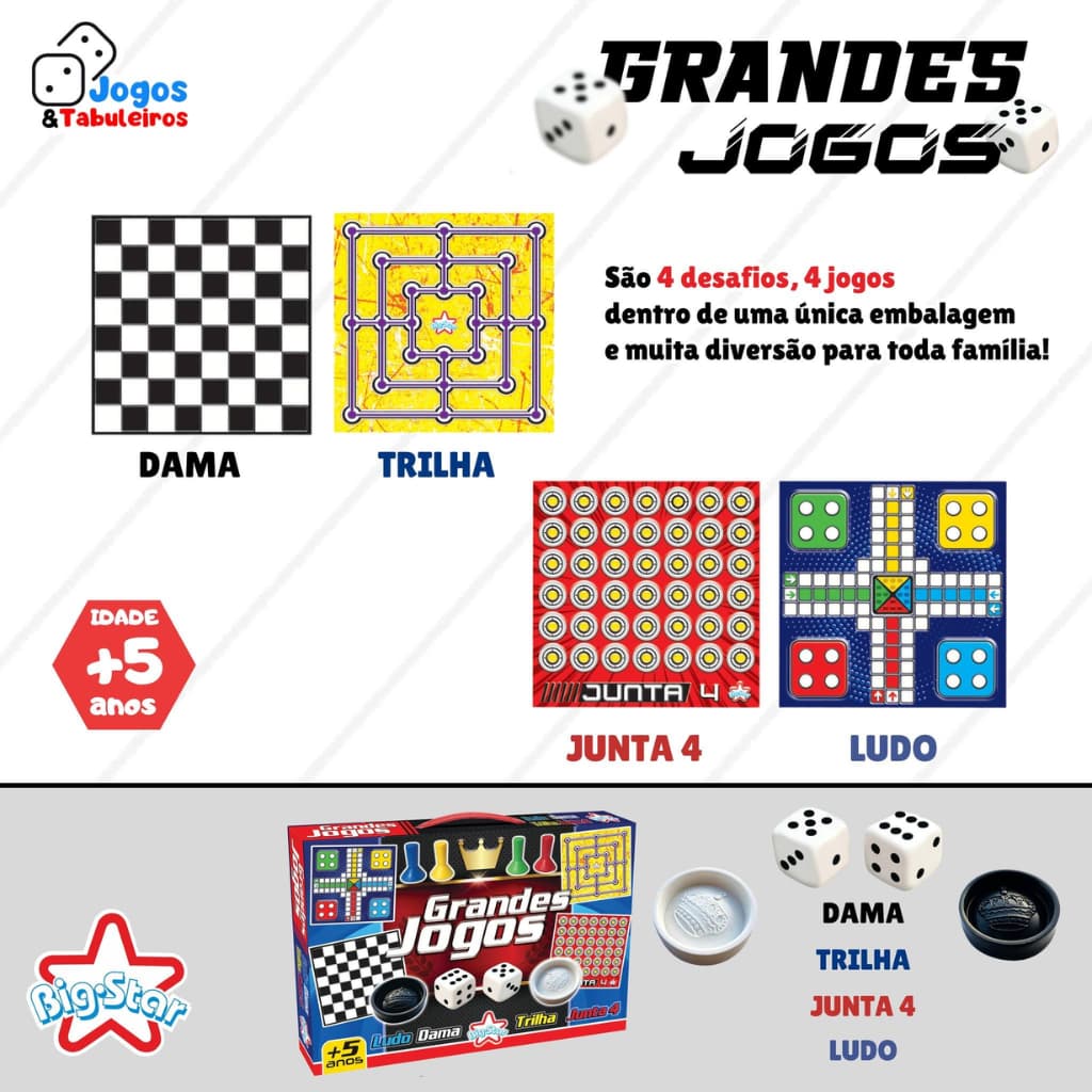 Jogo De Tabuleiro 4 Em 1 Trilha Ludo Dama Junta 4 64 Peças Raciocínio Amigos Família Menina Menino Dia Das Crianças