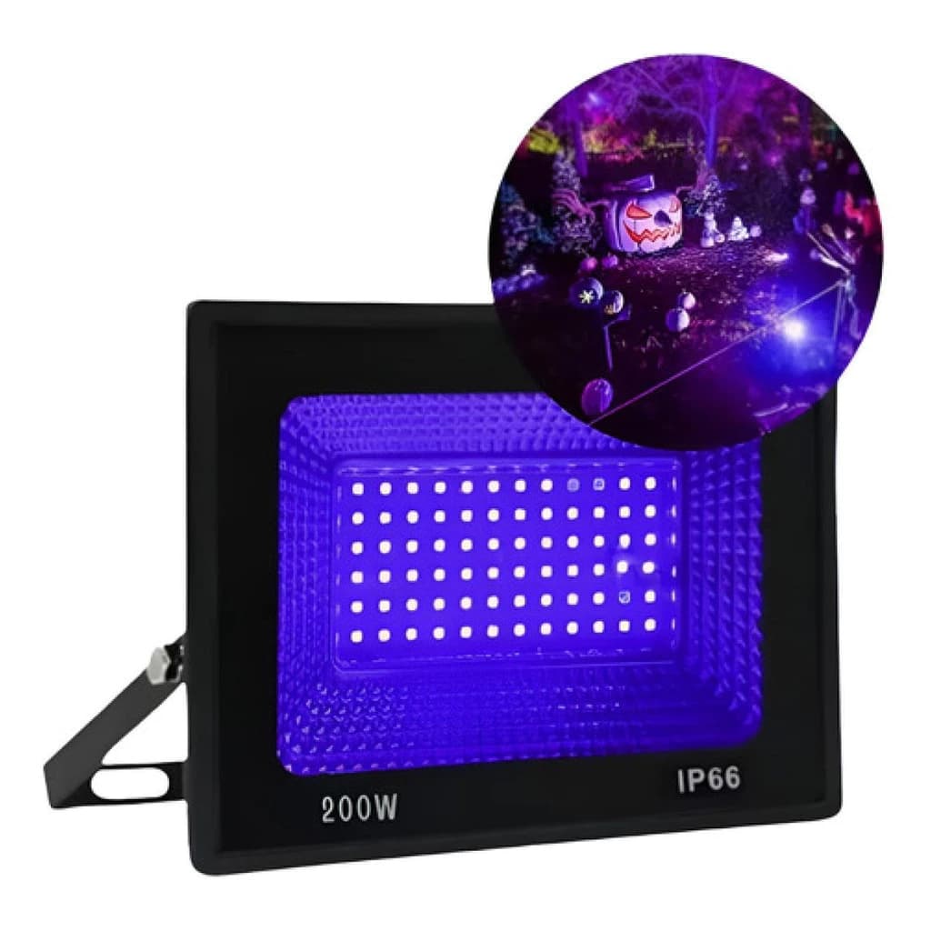 Refletor LED Holofote Festas DJ 200w Luz Negra Iluminação festa neon Bivolt IP66 Luminária Externabivolte