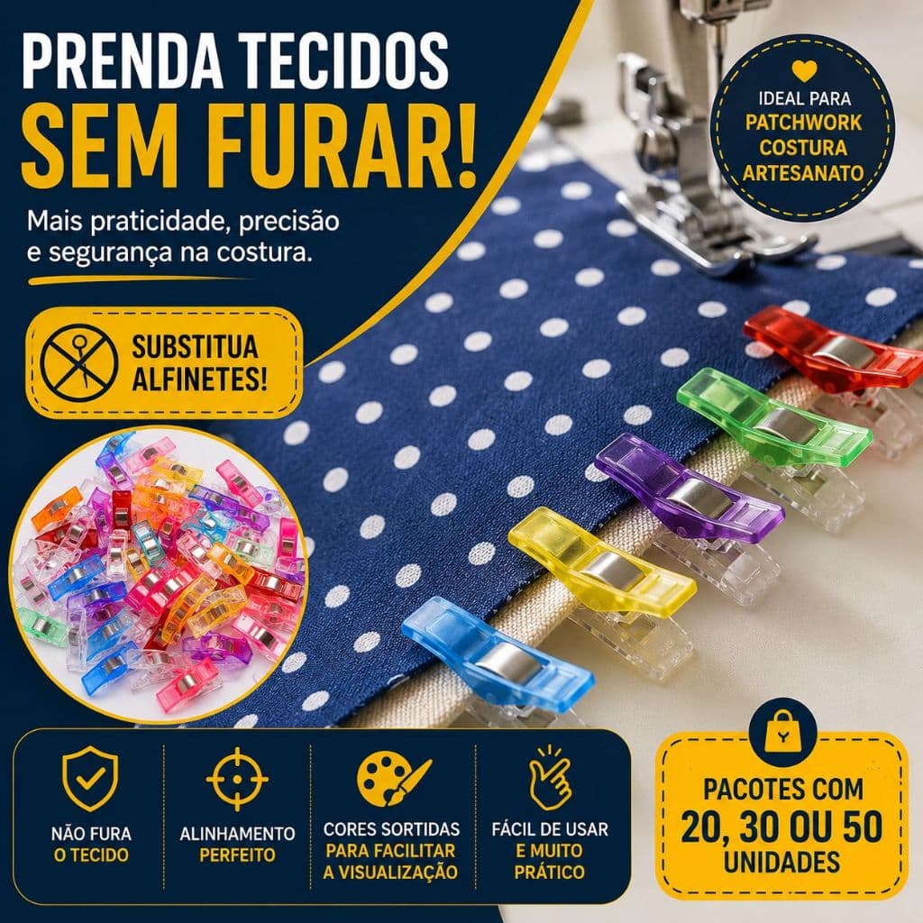 Mini Prendedor De Tecido Para Patchwork Alinhavar Costurar - Baruch