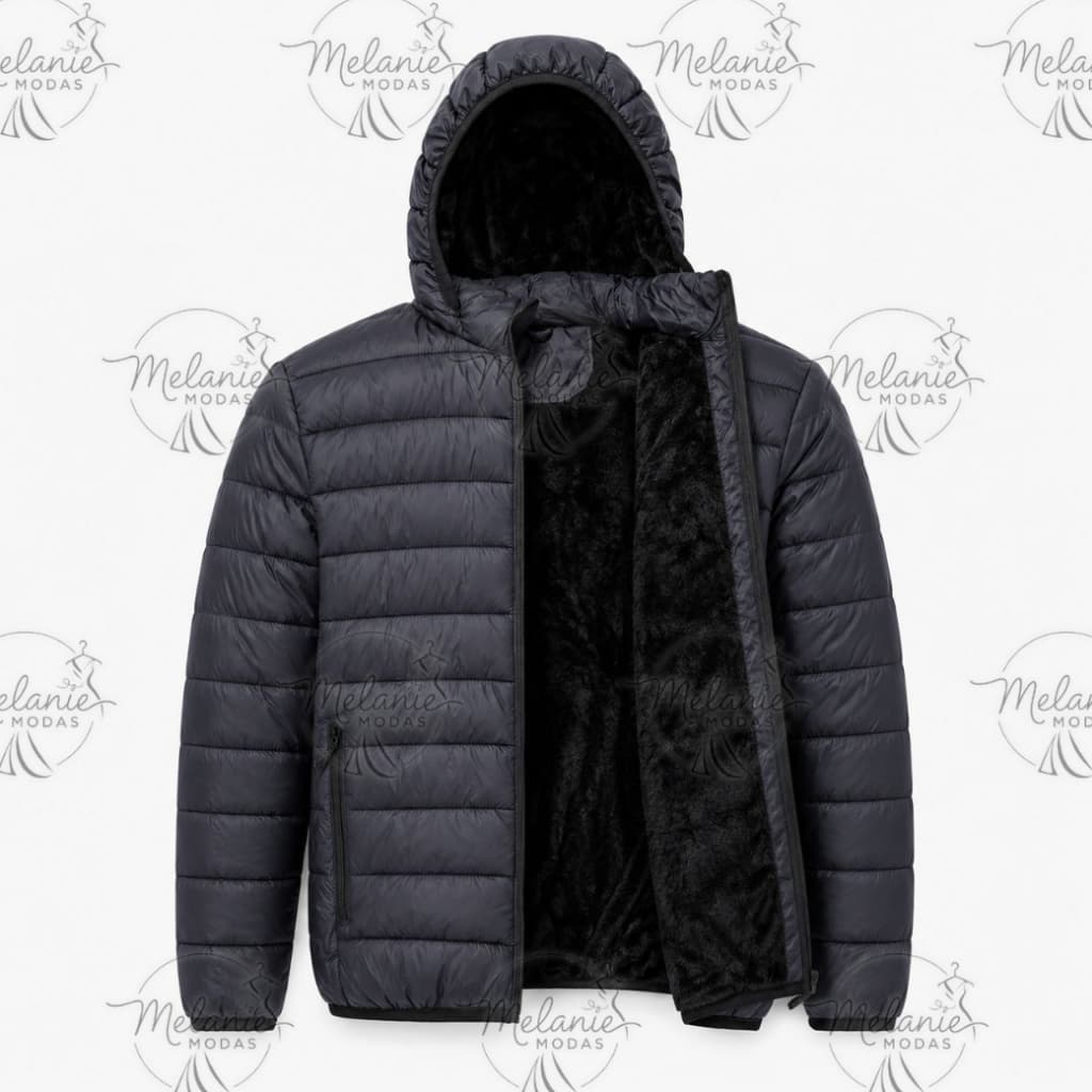 Jaqueta Peluciada Puffer Com Capuz Removível Masculina Forrada