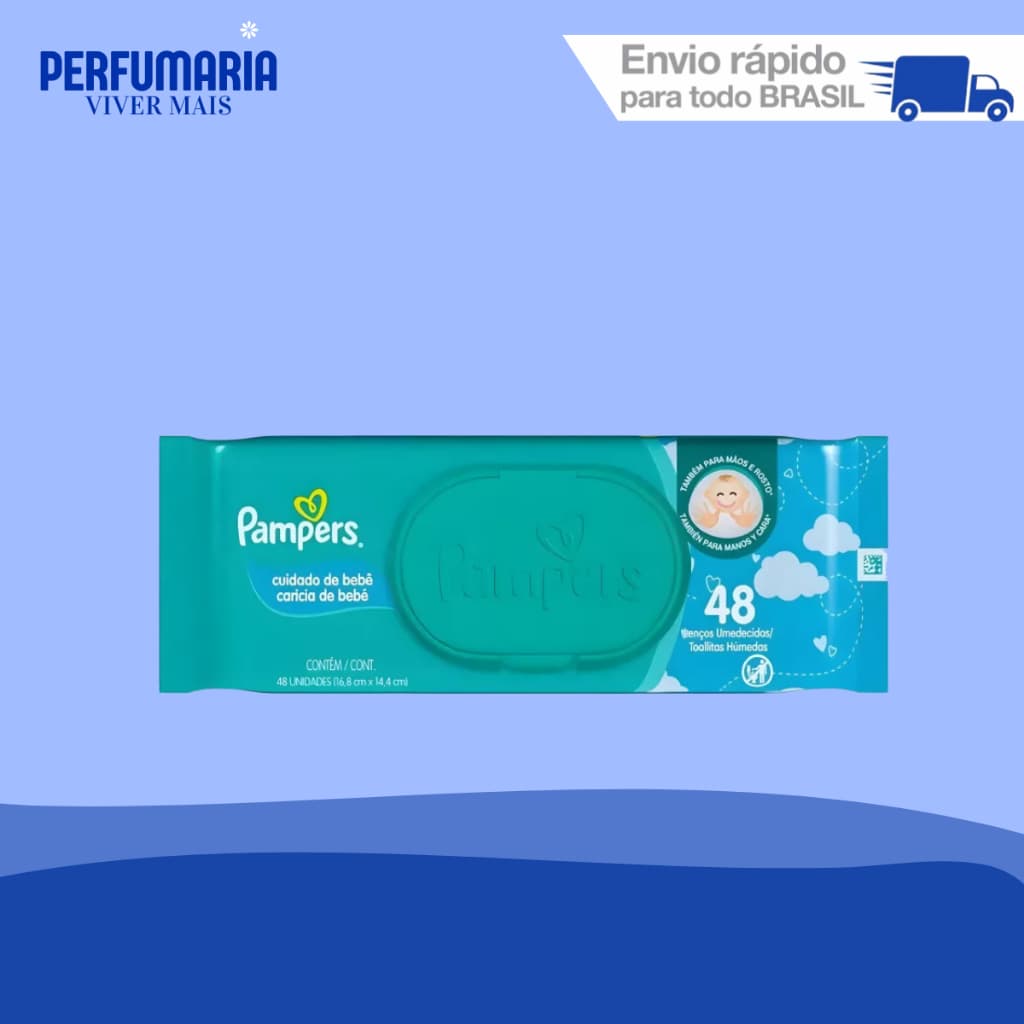 Lenços Umedecidos Pampers Cheirinho de Bebê 48 Unidades.