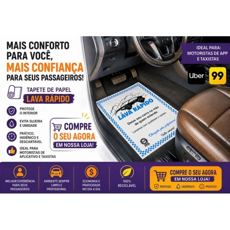 Tapete Descartável de Papel Automotivo para Lava Rápido, Estética Automotiva e Oficinas