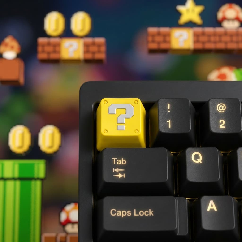 Keycap Bloco Interrogação Mario | Tecla Gamer Personalizada Para Teclado Mecânico Cherry MX Geek Nintendo Envio Rápido