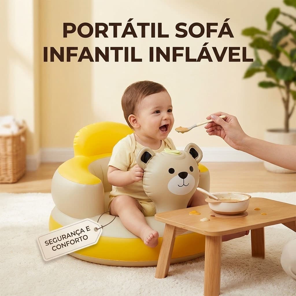 Portátil Sofá Infantil Inflável Urso Cadeira Poltrona Para Bebês Jogos Internos E Externos