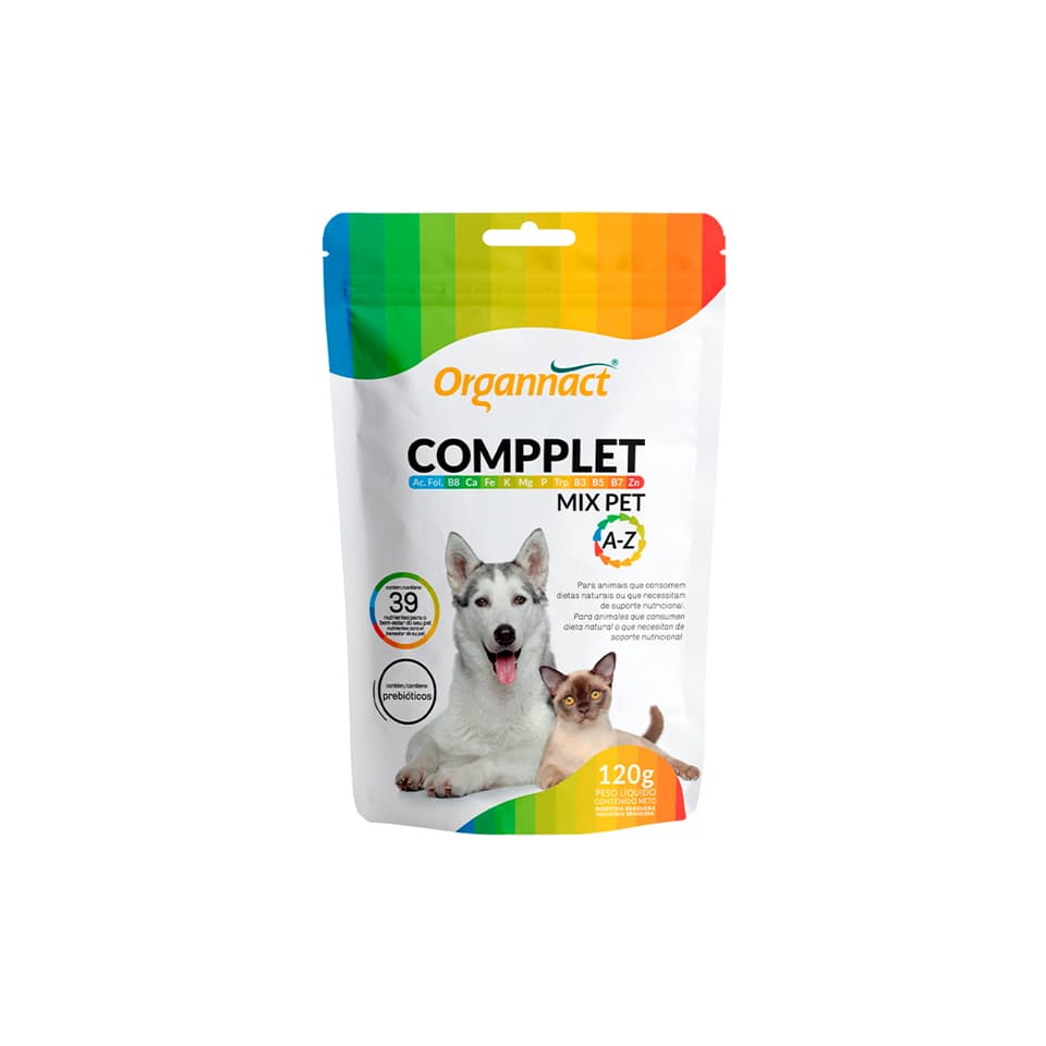 Compplet Mix Pet A-z 120g Suplemento Caes Gatos Organnact