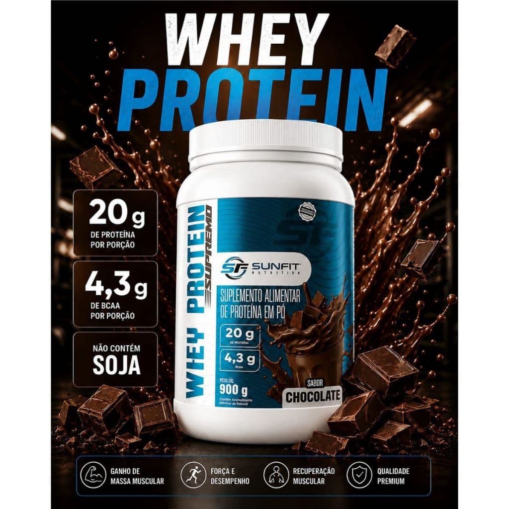Whey Protein Supremo Gourmet SF 900g Sabor Chocolate