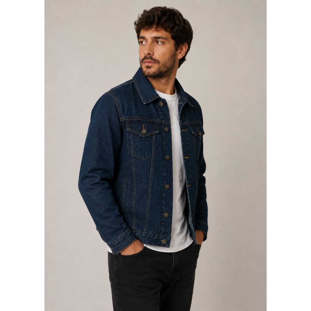 Jaqueta Jeans Masculina Slim Casual Básica Confortável Moderna Algodão