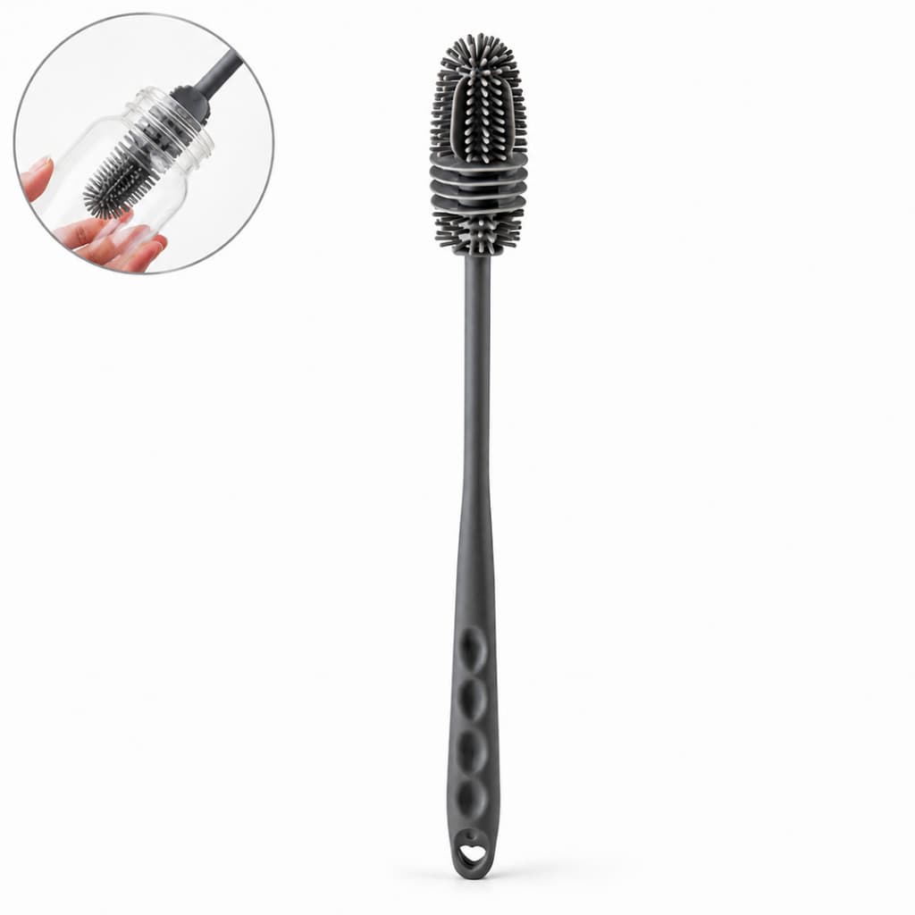 Kit 3 Escovas de Silicone – Para Garrafa, Mamadeira, Copo e Taça, Seguro para Bebês e Fácil Limpeza