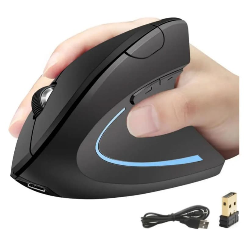 Mouse Vertical Ergonômico Sem Fio Recarregável Bluetooth Preto