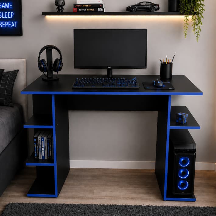 Mesa Gamer Escrivaninha Jogos PC Computador Multiuso Organizador Notebook Escritótio Quarto Cores