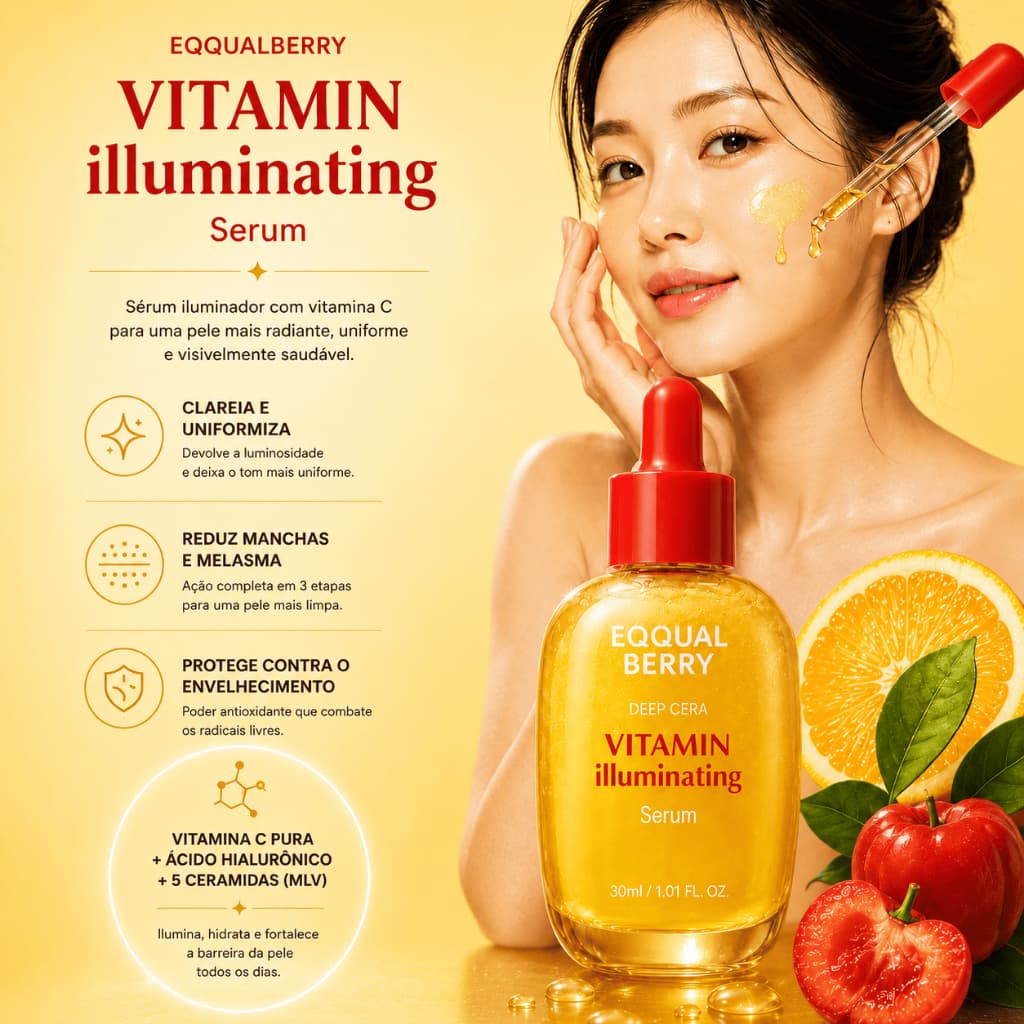 Sérum Coreano Vitamina C - Vitamin Illuminating Serum 30ml - Eqqualberry - Estoque no Brasil!