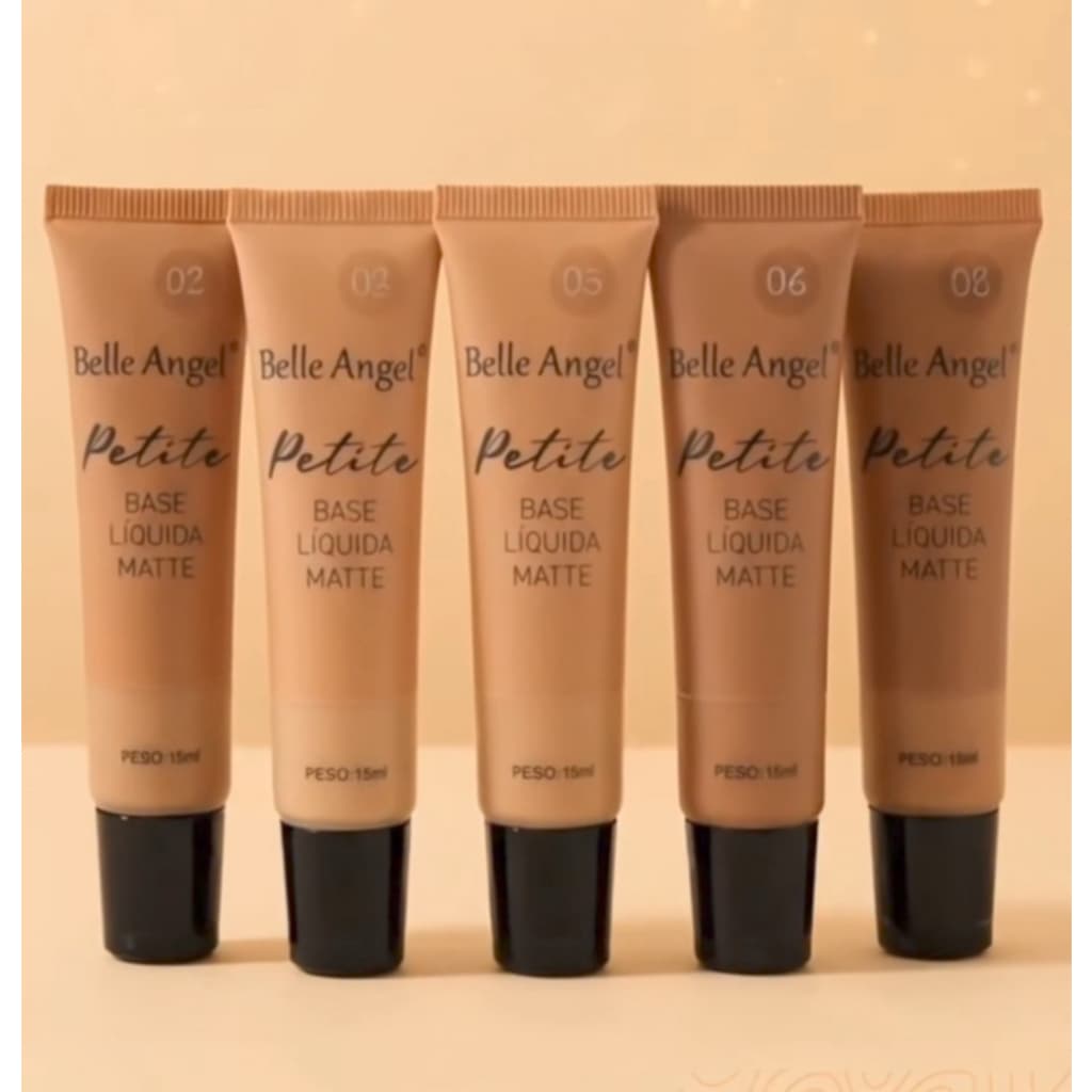 Base Líquida Matte Belle Angel Petite 15ml Alta Cobertura Efeito Aveludado Longa Duração