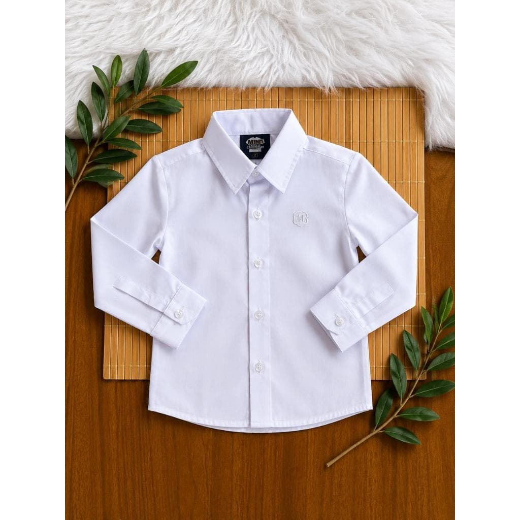 Camisa Social Infantil Masculina Manga Longa Juvenil Slim Fit Festa Casamento