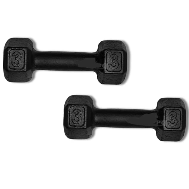 Par de Halteres Sextavados Pintados 3kg – Musculação, Treino Funcional e Academia