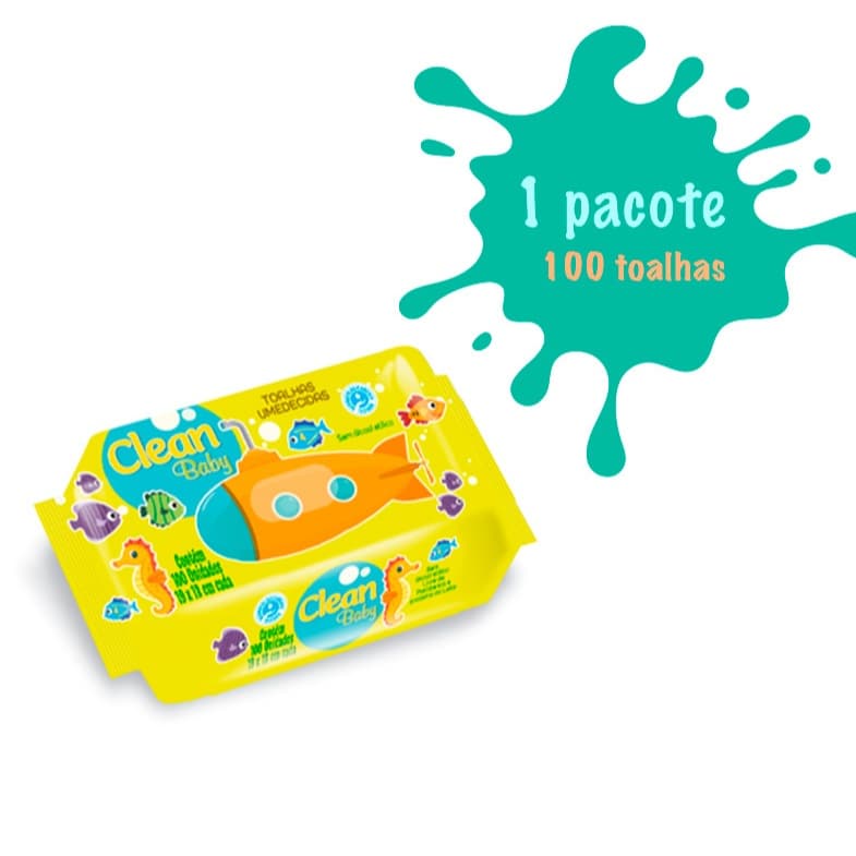 Lenço Toalhas Umedecidas para Bebê Clean Baby 100unidades